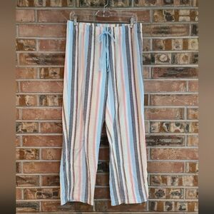 Jenni Intimates Striped Linen Loungewear SZ M